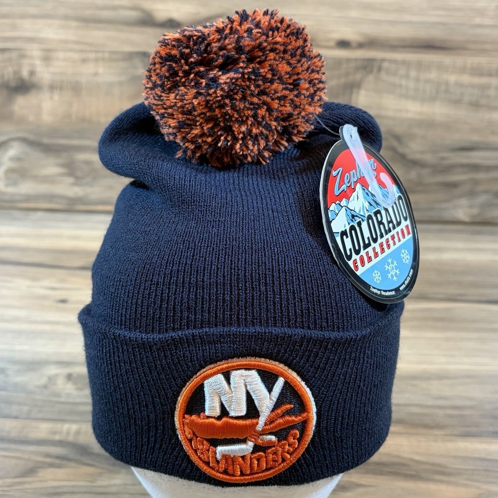 Zephyr Colorado Collection New York Islanders Cuff Pom Pom Beanie